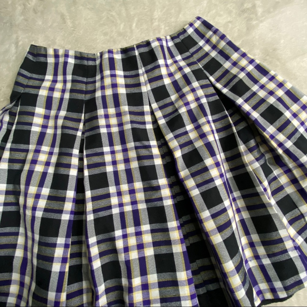 Purple plaid school girl tennis skirt